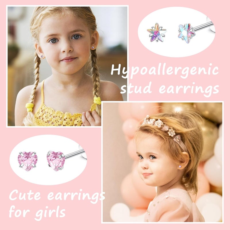 Yadoca 24Pairs Hypoallergenic Earrings for Girls Women - 𝑺𝒖𝒓𝒈𝒊𝒄𝒂𝒍 𝑺𝒕𝒆𝒆𝒍 Screw Back Earring Cute Kids Baby Toddler Earrings 4mm Tiny Screwback Flat Back Stud Earring Set Age: Over 3 Years Old - Image 5